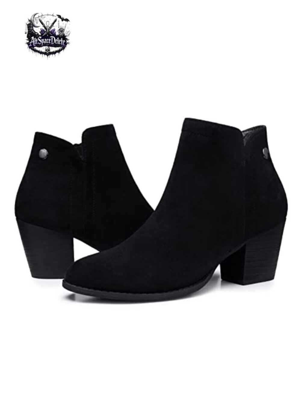 Women's Ankle Boots Chunky Low Block Heel Almond Toe Suede Booties